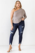 Load image into Gallery viewer, TASHA Plus Mocha Textured One Shoulder Top