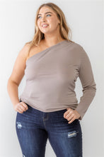 Load image into Gallery viewer, TASHA Plus Mocha Textured One Shoulder Top