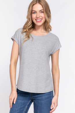 ACTIVE BASIC Short Dolman Slv Rib Knit Top