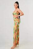 PRIVY geo print satin bra top and palazzo jumpsuit