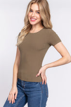 Load image into Gallery viewer, ACTIVE BASIC Short Slv Crew Neck Variegated Rib Knit Top