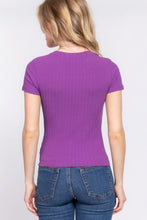 Load image into Gallery viewer, ACTIVE BASIC Short Slv Crew Neck Variegated Rib Knit Top