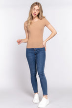 Load image into Gallery viewer, ACTIVE BASIC Short Slv Crew Neck Variegated Rib Knit Top