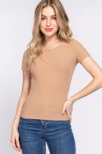 Load image into Gallery viewer, ACTIVE BASIC Short Slv Crew Neck Variegated Rib Knit Top