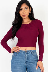 CAPELLA APPAREL Long Sleeve Round Neck Basic Crop Top