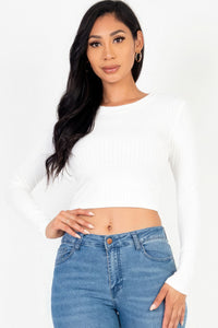 CAPELLA APPAREL Long Sleeve Round Neck Basic Crop Top