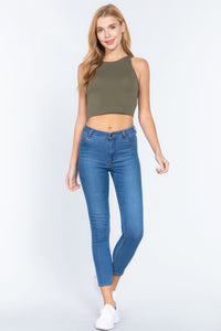 ACTIVE BASIC Halter Neck Crop Top