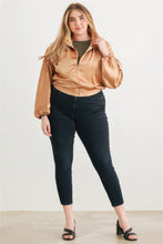 Load image into Gallery viewer, TASHA Plus Satin Zip-up Ruched Long Sleeve Cropped Bomber Jacket