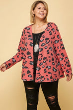 Load image into Gallery viewer, EMERALD Plus Size Animal Printed Open Front Cropped Cardigan