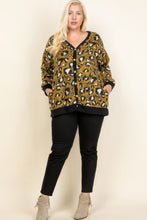 Load image into Gallery viewer, EMERALD Plus Size Cozy Animal Mir Print With Brush Button Up Cardigan