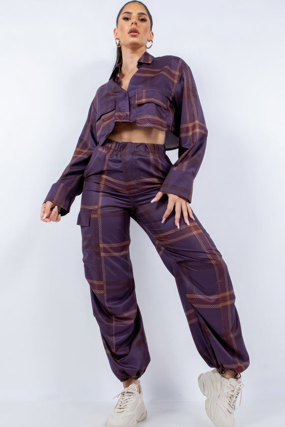 HER BOTTARI Cropped Shirt & Cargo Pants Set