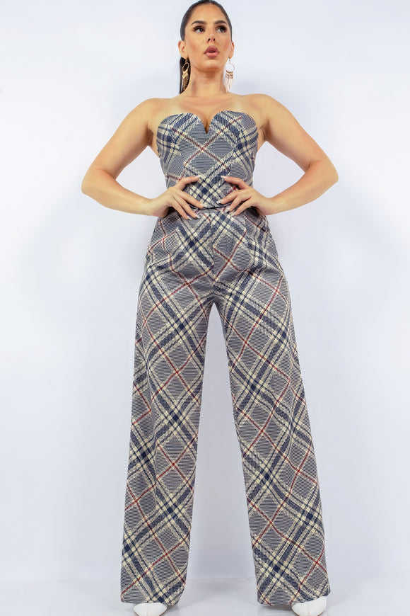 HER BOTTARI Bustier Top & Wide Pants Set