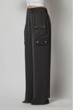 ITSSY Satin Cargo Pocket Wide Leg Pants