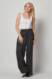 ITSSY Satin Cargo Pocket Wide Leg Pants