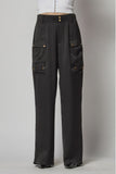 ITSSY Satin Cargo Pocket Wide Leg Pants