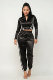 JULIA Front Zip Up Stripes Detail Jacket And Pants Set