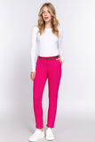 ACTIVE BASIC Cotton-span Twill Belted Long Pants