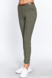 ACTIVE BASIC Cotton-span Twill Belted Long Pants