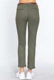 ACTIVE BASIC Cotton-span Twill Belted Long Pants