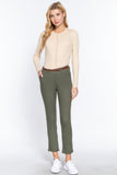 ACTIVE BASIC Cotton-span Twill Belted Long Pants