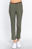 ACTIVE BASIC Cotton-span Twill Belted Long Pants