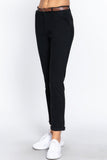 ACTIVE BASIC Cotton-span Twill Belted Long Pants