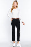 ACTIVE BASIC Cotton-span Twill Belted Long Pants