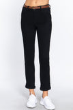 ACTIVE BASIC Cotton-span Twill Belted Long Pants