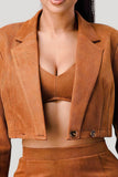 PRIVY Diagonal Bralette With Cropped Blazer Jacket & Mini Skirt 3pcs Sets