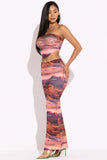 KTOO Printed Tube Top And Maxi Skirt