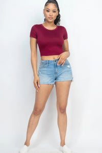 CAPELLA APPAREL Short Sleeve Roundneck Crop Top