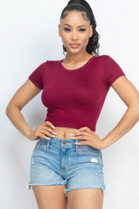 CAPELLA APPAREL Short Sleeve Roundneck Crop Top