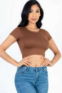 CAPELLA APPAREL Short Sleeve Roundneck Crop Top