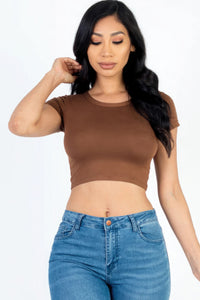 CAPELLA APPAREL Short Sleeve Roundneck Crop Top