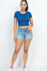 CAPELLA APPAREL Short Sleeve Roundneck Crop Top