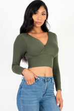 Load image into Gallery viewer, CAPELLA APPAREL Ribbed Wrap Front Long Sleeve Top