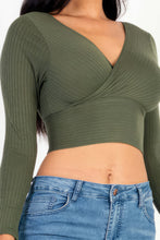 Load image into Gallery viewer, CAPELLA APPAREL Ribbed Wrap Front Long Sleeve Top