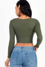 Load image into Gallery viewer, CAPELLA APPAREL Ribbed Wrap Front Long Sleeve Top