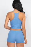 CAPELLA APPAREL Ribbed Crop Cami Top & Shorts Set