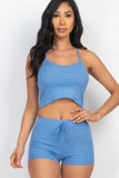 CAPELLA APPAREL Ribbed Crop Cami Top & Shorts Set