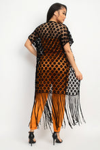 Load image into Gallery viewer, IRIS DESIGN Crocheted Open-front Fringe Kimono