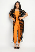 Load image into Gallery viewer, IRIS DESIGN Crocheted Open-front Fringe Kimono