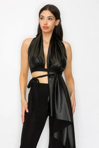 CODIGO Faux Leather Top Pants Set