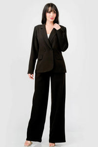 PRIVY Stretch Woven Loose Fit Blazer And Wide Legs Pants Semi Formal Set