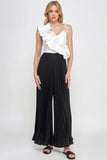 MILK & HONEY Asymmetrical Ruffle Detail Pleated Bottom Jumpsuit