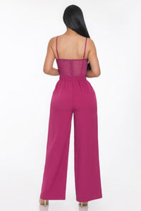 CAPSULLE Mesh Insert Cup Wide Leg Jumpsuit