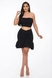 CAPSULLE Ruffle Ruched Mini Skirt Set