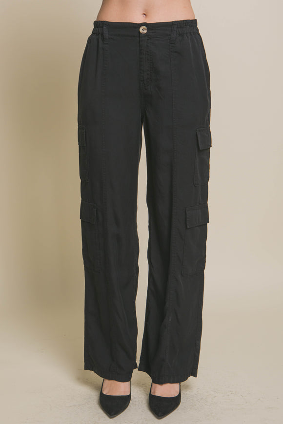 LOVE TREE Full-length Tencel Pants With Cargo Pockets