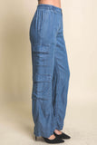 LOVE TREE Full-length Tencel Pants With Cargo Pockets