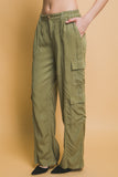 LOVE TREE Full-length Tencel Pants With Cargo Pockets